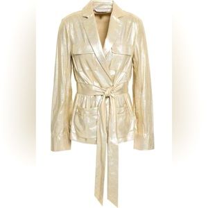 Diane Von Furstenberg Gold Lamb Suede Jacket